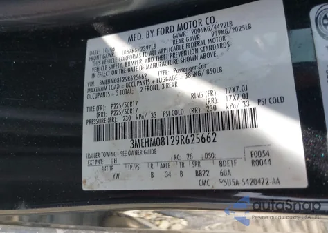 2009 Mercury Milan V6 Premier из США, поврежденный, VIN 3MEHM08129R625662